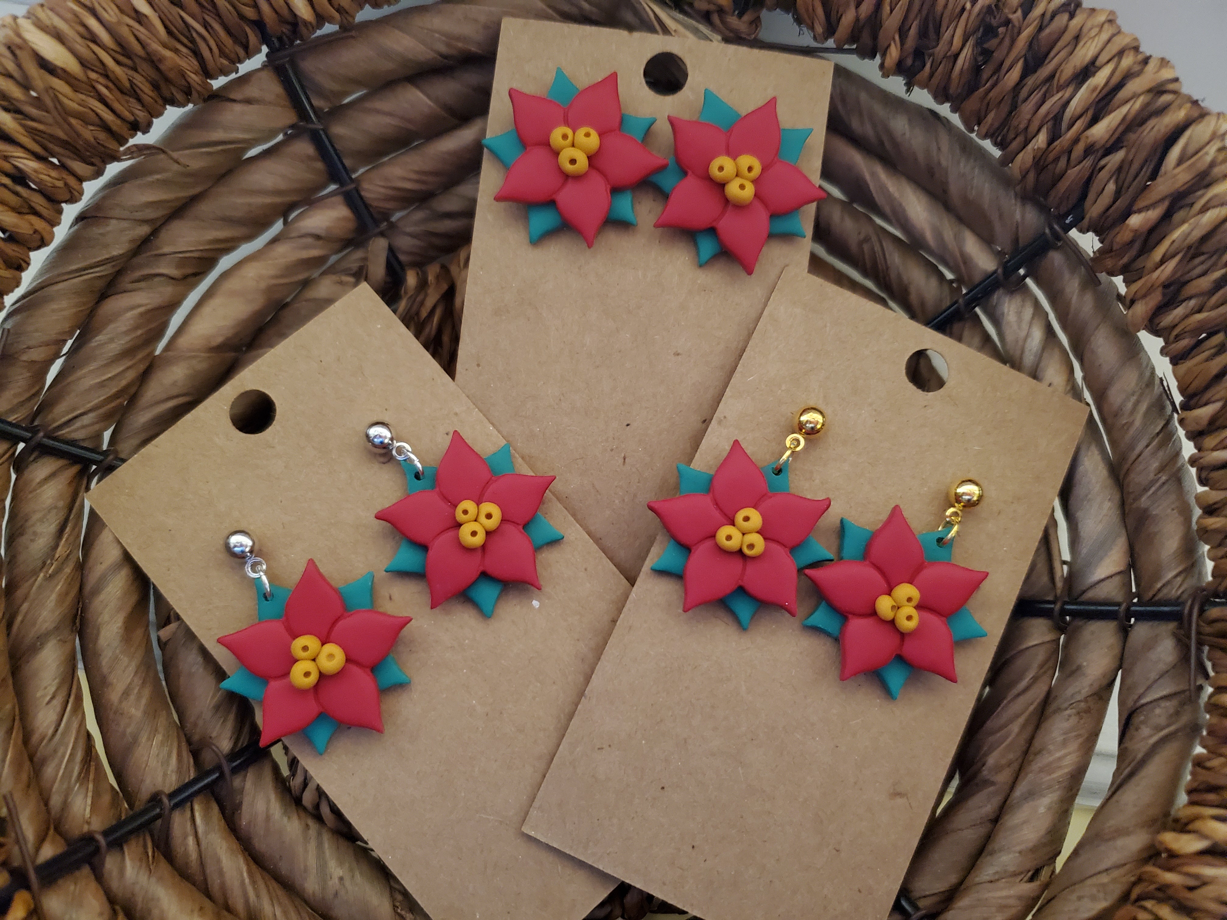 Poinsettia Earrings